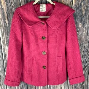 Tulle Pink Wool Blend Hooded Coat- Large